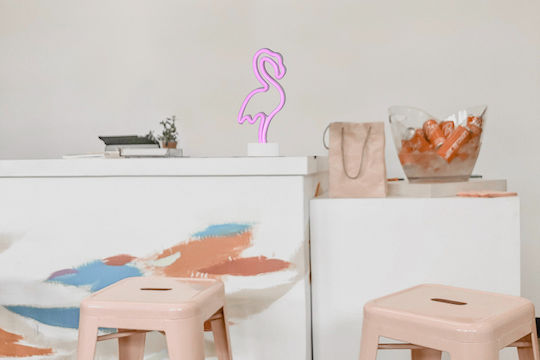 Trio Lighting Декоративна Лампа Фламинго Бял