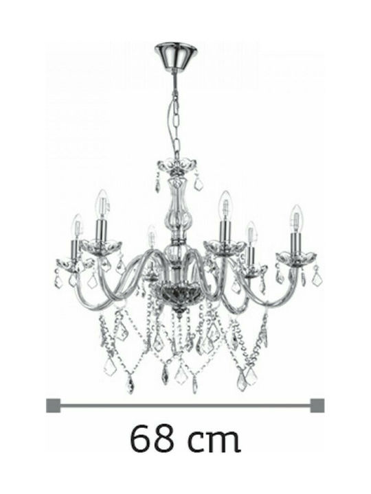 Inlight 5314-6 Chandelier Candlestick 6xE14 Transparent 68cm Dimmed 5314-6-FIME