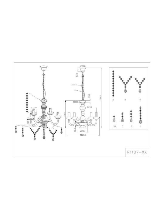 Trio Lighting Luster Chandelier Candlestick 5xE14 Transparent R1107-00