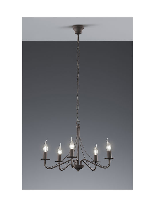 Trio Lighting Country Kronleuchter 5xE14 Ø55cm mit Kerzen Schwarz R1198-24