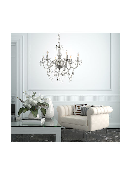 Inlight 5314-6 Kronleuchter 6xE14 Ø68cm mit Kerzen Clear 5314-6-CLEAR