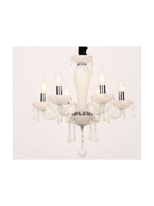 Aca Candelabru 6xE14 Ø45cm cu Lumânări Alb BLK82046PWC