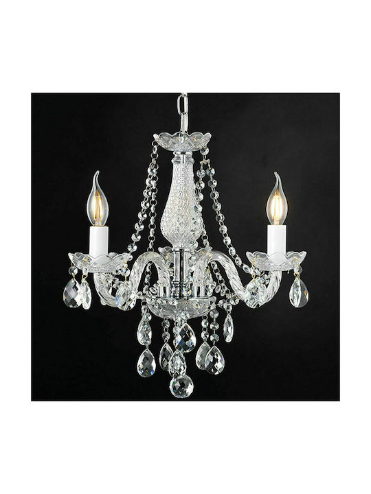 Aca Chandelier Candlestick 3xE14 Transparent 48cm BLK80413PCC