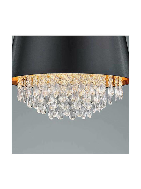 Trio Lighting Loreley Πολυέλαιος 3xE14 Ø50cm με Καπέλα Μαύρος 309300302