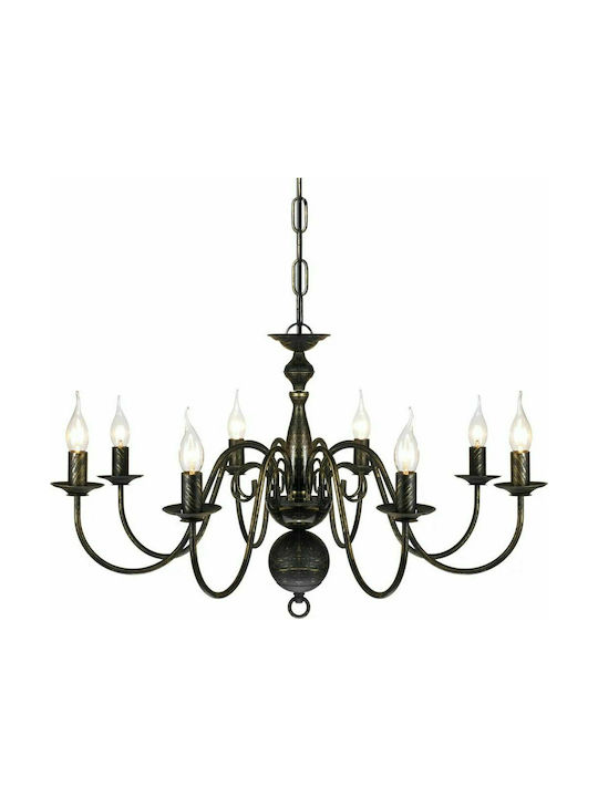 vidaXL Chandelier Candlestick 8xE14 Black 241384