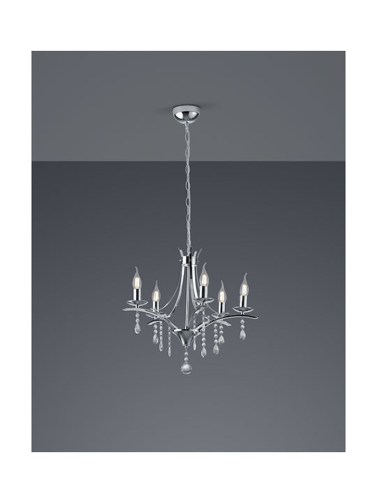 Trio Lighting Lucerna Chandelier Candlestick 5xE14 Silver 52cm 101600506