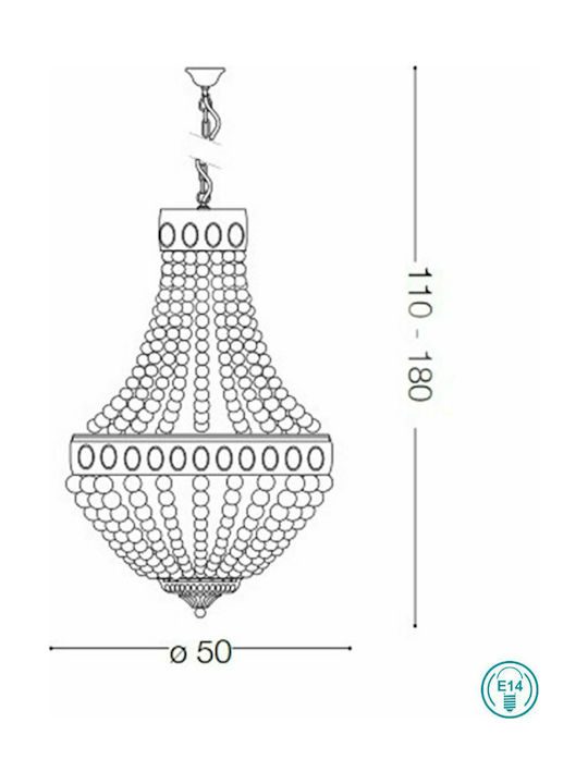 Ideal Lux Monet SP6 Chandelier 6xE14 White 162751