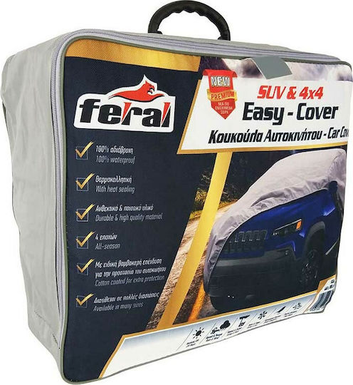 Feral Premium Car Covers with Carrying Bag 403x152x145cm Waterproof Small for SUV/JEEP with Elastic Straps