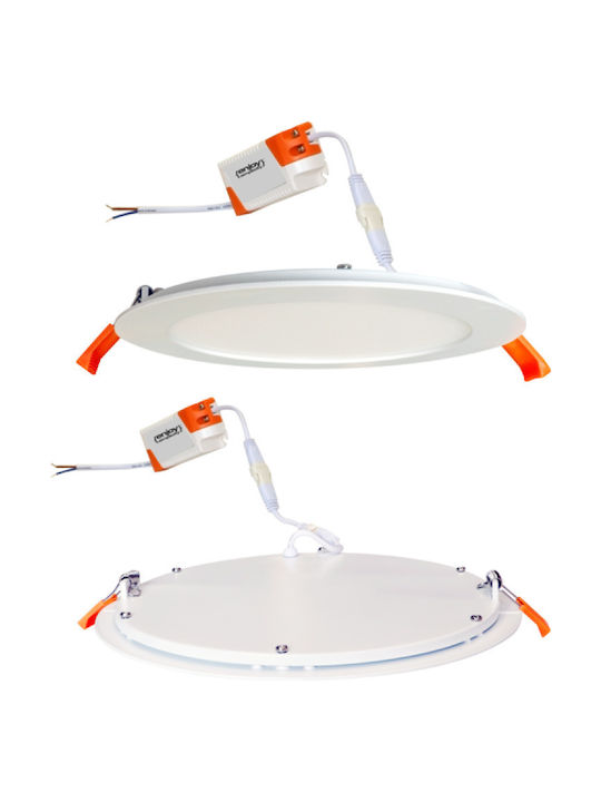 Elvhx Στρογγυλό Χωνευτό LED Panel 24W με Φυσικό Λευκό Φως 4000K 30εκ.