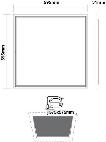 Aca Pătrat Încastrat Panou LED Putere 40W cu Alb Cald Lumini 60x60cm.