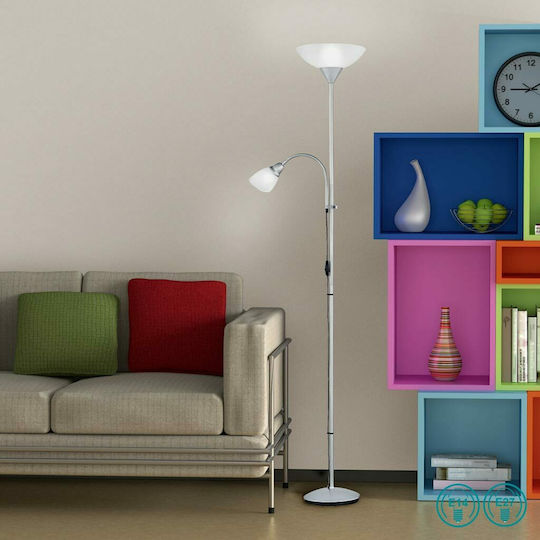 Trio Lighting Erzwo Floor Lamp H180xW28cm. with Socket for Bulb E27 White