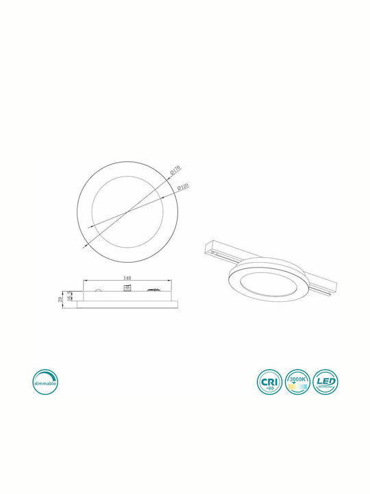 Trio Lighting Rund Draußen LED Panel 14.5W mit Warmes Weiß Licht 3000K
