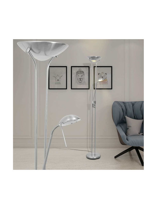 vidaXL LED Floor Lamp H180xW25cm. with Warm White Light 1620lm Silver