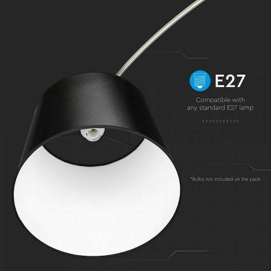 V-TAC Vintage Lampa de podea Î196xL192cm. cu Soclu pentru Bec E27 Negru