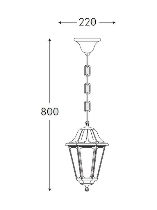 Fumagalli Sichem/Anna Outdoor Hanging Ceiling Light E27 in Black Color 145-26008