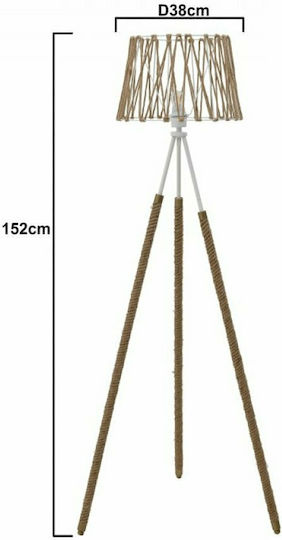 Click Vintage Floor Lamp H152xW38cm. with Socket for Bulb E27 Beige