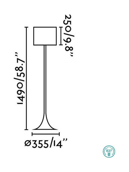 Faro Barcelona Φωτιστικό Δαπέδου Υ149xΜ35.5εκ. με Ντουί για Λαμπτήρα E27 Μαύρο