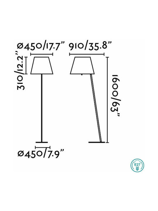 Faro Barcelona Moma Φωτιστικό Δαπέδου Υ160xΜ45εκ. με Ντουί για Λαμπτήρα E27 Μαύρο
