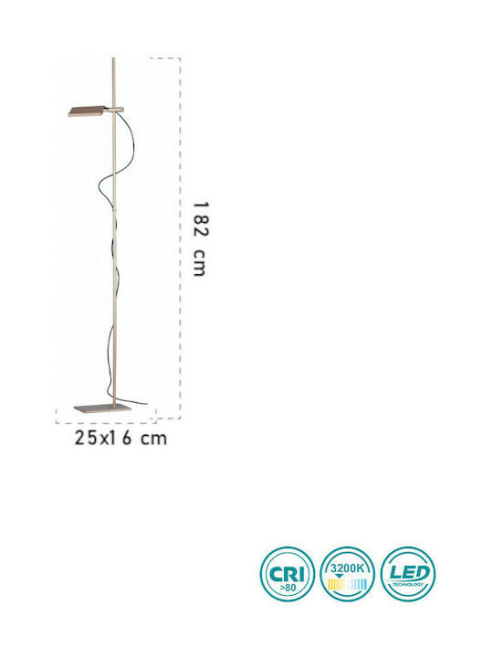 Fan Europe Led Book LED Подова Лампа В182xД16см. с Топло Бяла Светлина Златен