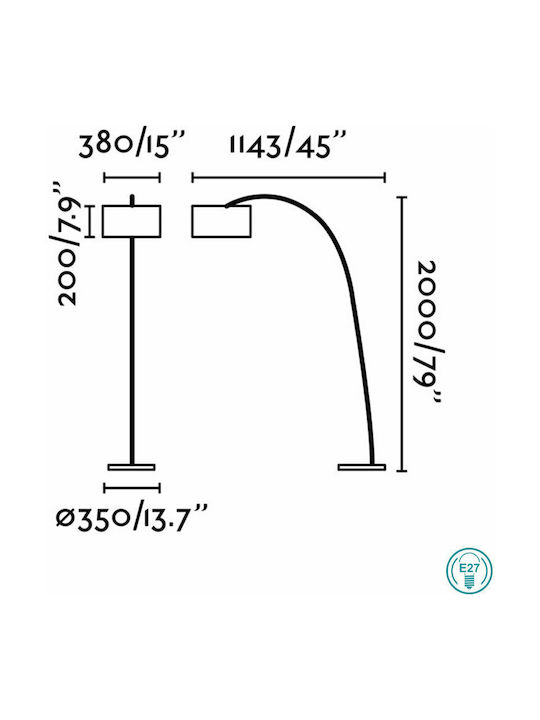 Faro Barcelona Papua Φωτιστικό Δαπέδου Υ200xΜ38εκ. με Ντουί για Λαμπτήρα E27 Μαύρο