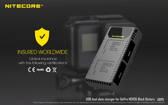 NiteCore UGP5 Dual-Slot Charger Charger for GoPro Hero 5