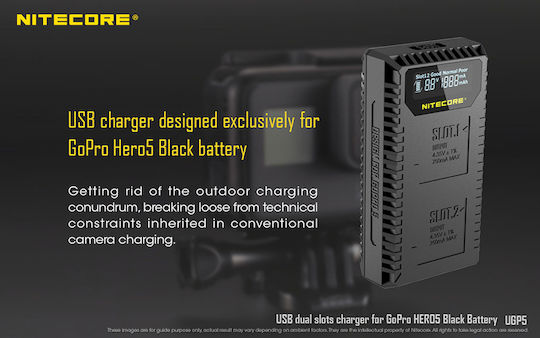 NiteCore UGP5 Dual-Slot Charger Charger for GoPro Hero 5