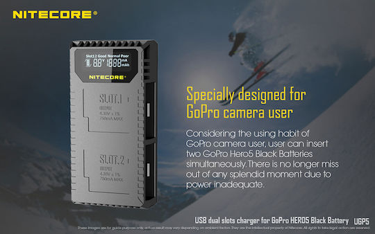 NiteCore UGP5 Dual-Slot Charger Charger for GoPro Hero 5