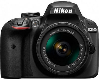 Nikon DSLR Φωτογραφική Μηχανή D3400 Crop Frame Kit (EF-S 18-135mm F3.5-5.6 IS USM + W-E1 Wi-Fi Adapter)Kit (AF-P DX 18-55mm F3.5-5.6G)Kit (HD DA 18-50mm F4-5.6 DC WR RE + DA 50-200mm F4-5.6 ED WR) Black