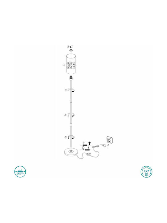 Wofi Ancona Floor Lamp H150xW20cm. with Socket for Bulb E27 Brown