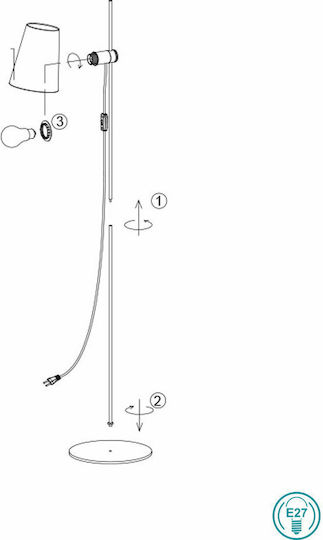 Faro Barcelona Guadalupe Stehleuchte H150xB30cm. mit Fassung für Lampe E27 Schwarz