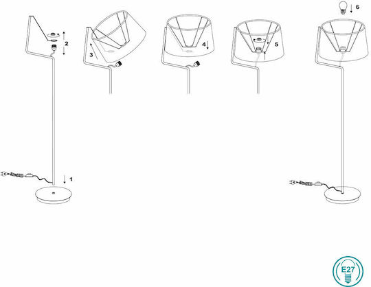 Faro Barcelona Berni Stehlampe Höhe 151xM48cm mit Lampenbirnensockel für E27 Weiß