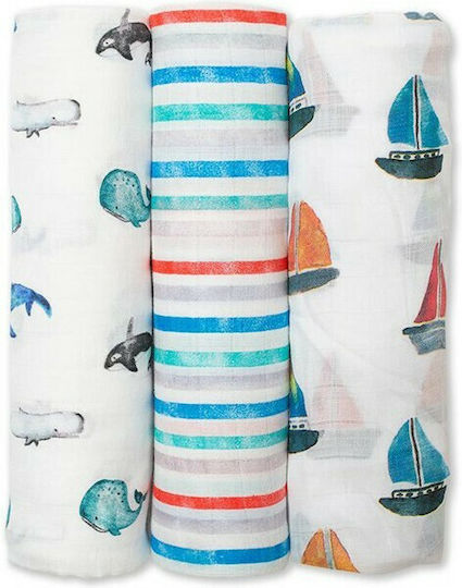 Lulujo Swaddle Blanket 120x120cm 3 Pieces
