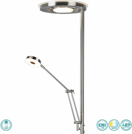 Trio Lighting Barrie LED Φωτιστικό Δαπέδου Υ181xΜ30εκ. με Ρυθμιζόμενο Λευκό Φως 4000lm Ασημί