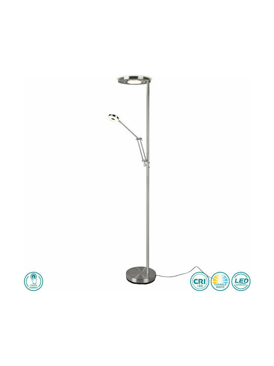 Trio Lighting Barrie LED Φωτιστικό Δαπέδου Υ181xΜ30εκ. με Ρυθμιζόμενο Λευκό Φως 4000lm Ασημί