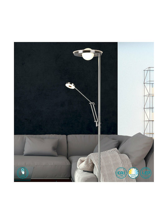 Trio Lighting Barrie LED Φωτιστικό Δαπέδου Υ181xΜ30εκ. με Ρυθμιζόμενο Λευκό Φως 4000lm Ασημί