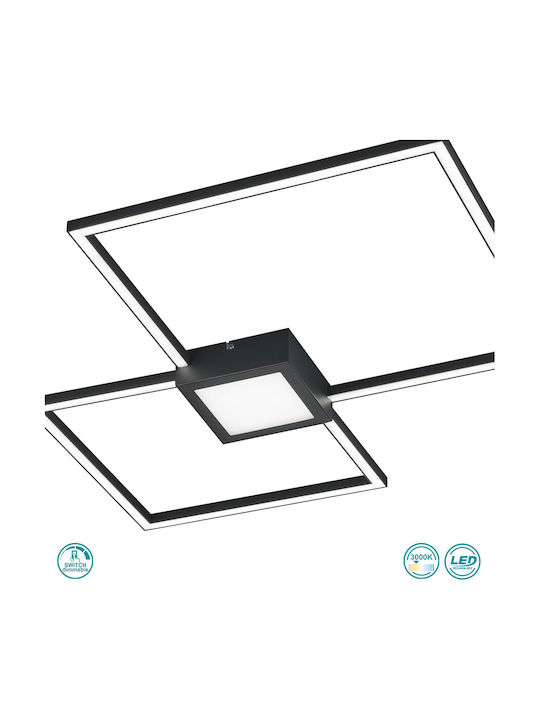 Trio Lighting Hydra Πλαφονιέρα Οροφής 65εκ. Μαύρη με Ενσωματωμένο LED