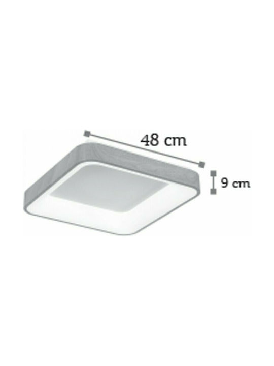 Inlight 42174B Μοντέρνα Ξύλινη Πλαφονιέρα Οροφής με Ενσωματωμένο LED σε Καφέ χρώμα 48cm