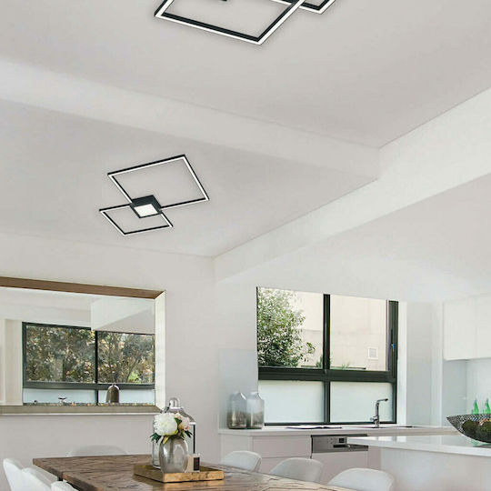 Trio Lighting Hydra Πλαφονιέρα Οροφής 65εκ. Μαύρη με Ενσωματωμένο LED