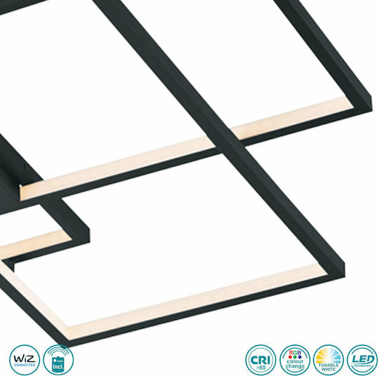 Trio Lighting Thiago Smart Deckenleuchte 114cm Schwarz mit Integrierter LED und Fernbedienung