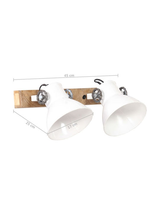 vidaXL Industrial Wall Lamp with E27 Lamp Bulb Base White 45x25cm