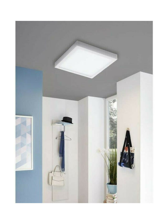 Eglo Fueva-C Κλασική Μεταλλική Πλαφονιέρα Οροφής με Ενσωματωμένο LED σε Λευκό χρώμα 30cm