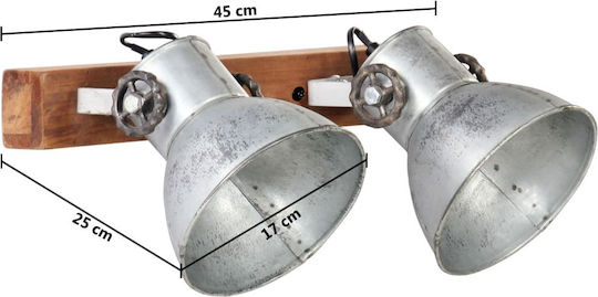 vidaXL Industrial Wall Lamp with E27 Silver Socket 45x25cm