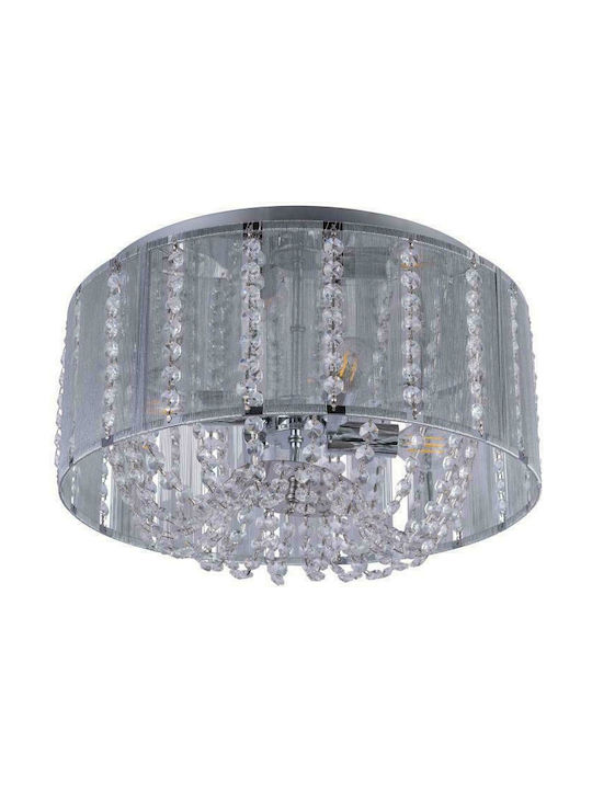 Globo Lighting Walla Ceiling Mount Light 40cm Silver with Socket E14 with Crystals