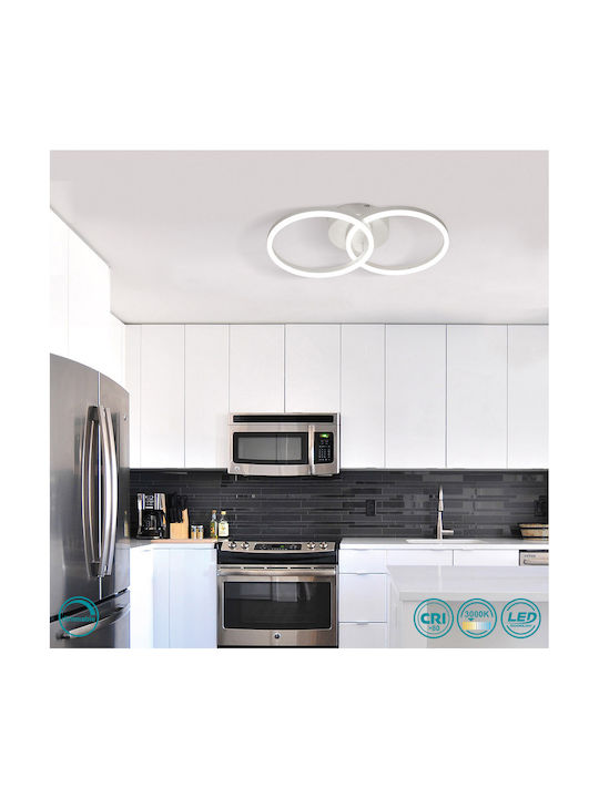 Fabas Luce Giotto Ceiling Mount Light 53cm White with Integrated LED