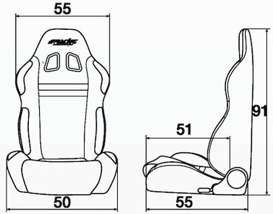Simoni Racing Jenson Κάθισμα Μαύρο Ανακλινόμενο με Δέρμα στις Άκρες