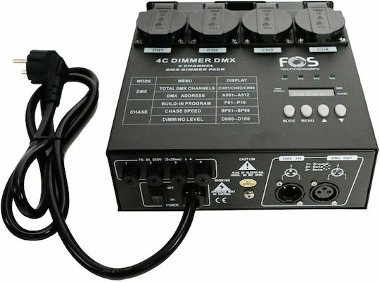 Fos Technologies FOS 4ch DMX Dimmer für Lichtkonsole mit 4 Steuerkanälen / 1 XLR-Eingang