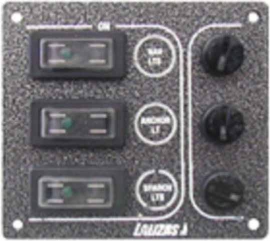 Lalizas Sp3 Ultra Boat Switch (Диоден превключвател) с панели Πίνακας Ελέγχου με 3 Στεγανούς Διακόπτες 12/24V Ανθρακί