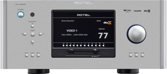 Rotel RAP-1580 Ραδιοενισχυτής Home Cinema 4K 7.1 Καναλιών 150W/8Ω με Dolby Atmos Ασημί