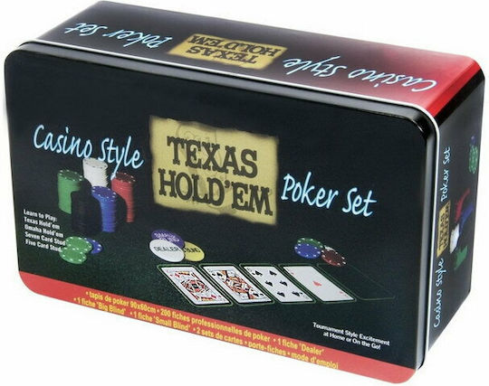 Pokeritems Set 200 Poker Chips 11.5gr in Metallic Box with 2 Decks and Felt