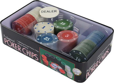 Set 100 Numbered Poker Chips in Metallic Box